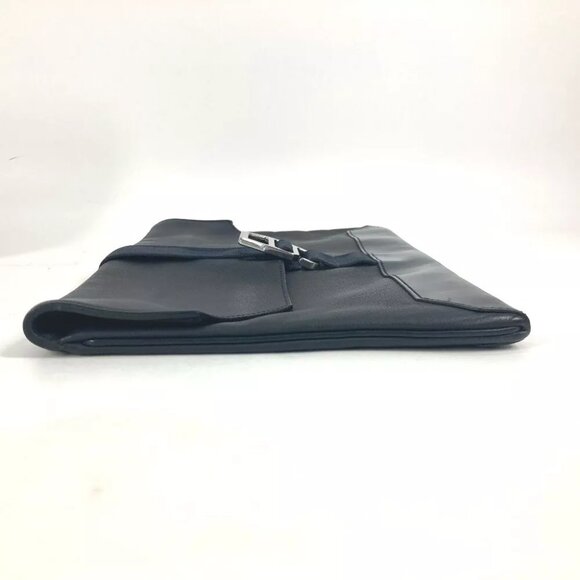 HERMES City slide pouch bag Clutch bag Leather Navy - Picture 13 of 15